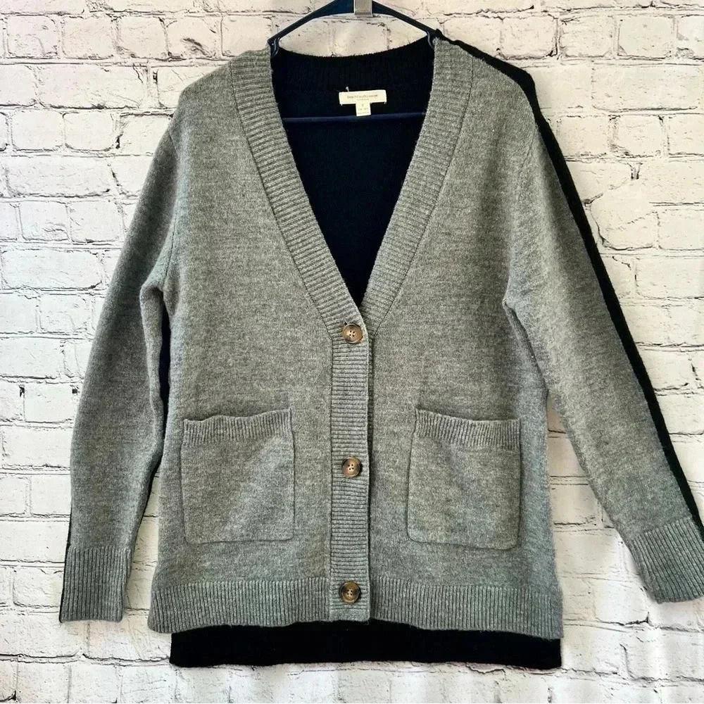 Beach Lunch Lounge Women’s Color block Button‎ Down Cardigan Sweater Small